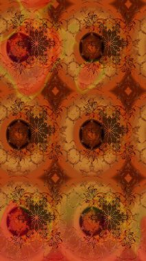 Renkli Bahar Teması eskiz kalıbı. Kahverengi renkli çiçekler. Çiçekli çizim şekli. Düz Çiçek Elementleri Tasarımı.