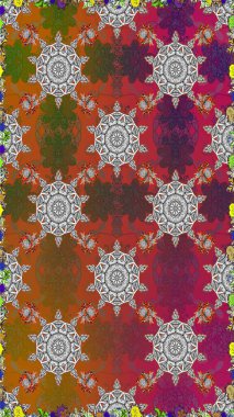 Raster illüstrasyonunda kusursuz çiçek deseni. Kahverengi ve gri renkte çiçekler.