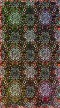 Gri ve kahverengi çiçekli kusursuz desen, suluboya çiçek deseni, sevimli çiçek, duvar kağıdı, kart veya kumaş için fayanslı. Raster - stok.