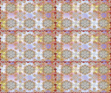 Kusursuz çiçek deseni. Raster illüstrasyonu. Tarafsız ve bej renklerde Asyalı tekstil.