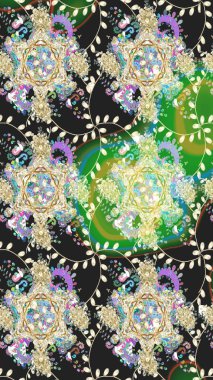 Renkli Yaz Temalı eskiz kalıbı. Raster illüstrasyonundaki çiçek desenli çizim. Düz Çiçek Elementleri Tasarımı. Gri renkli çiçekler.