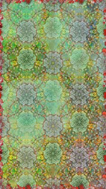 Raster illüstrasyonunda kusursuz çiçek deseni. Süslü kumaş deseni. Renkli Bahar Temalı Kusursuz Arkaplan. Düz Çiçek Elementleri Tasarımı.