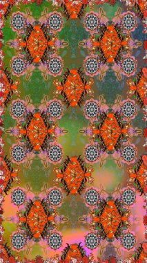 Çiçek desenli raster, kahverengi ve yeşil çizgi grafik desenli soyut raster arkaplan. Modern stil dokusu.