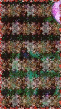 Raster illustration. Seamless floral pattern in folk style with flowers, leaves. Hand drawn.