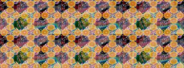 Parlak çiçekli kolaj çiçeği sarısı. Çiçek tasarımı için inanılmaz bir kolaj cenneti tarzı. Çiçekli zambaklar eskiz arka planı.