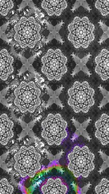 Raster Illustrasyon 'daki Çiçek Deseni' nin son moda çizimi. Gri renkli çiçekler. Renkli Yaz Temalı eskiz kalıbı. Düz Çiçek Elementleri Tasarımı.