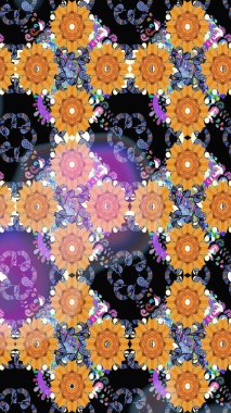 Elle boyanmış suluboya resim çizimleri, çiçekler ve bitkiler. Siyah renkte çiçekler.