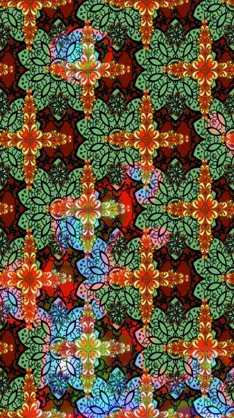 Ağaç dallı bahar çiçekleri ile desen, çiçek siluetiyle yeşil renkler. Raster deseni.