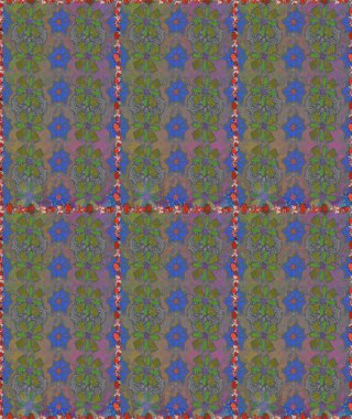 Yaprak ve çiçeklerin suluboya resimleri, gri ve kahverengi renklerde kusursuz desenler. Gri ve kahverengi renklerde bahar çiçekleri. Raster illüstrasyonu.