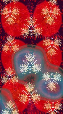 Raster çiçek desenleri çiziyor. Vadinin çiçekleri kırmızı renklerde.