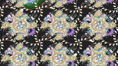 Karalama elementleri. Çizim çiçek deseni duvar kağıdı, web sitesi arka planı, ambalaj kağıdı, davetiye, broşür, afiş veya web sitesi için kullanılabilir. El çizimi Raster illüstrasyonu.