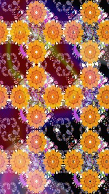 Eskiz arkaplan modeli. Vadinin turuncu renkli çiçekleri. Suluboya, elle çizilmiş. Raster - stok.