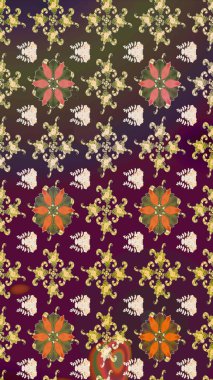 Raster illüstrasyonu. Mor renklerde. Mor renkte mor papatya deseni.