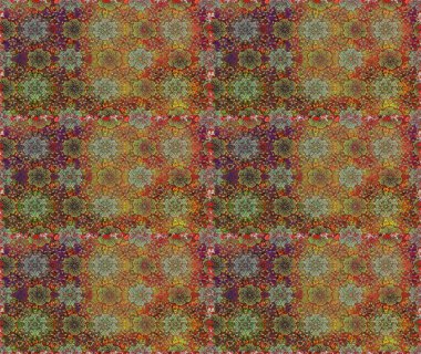 Patlayan çiçekler soyut olarak yerleştirilmiş. Raster illüstrasyonu. Raster deseni. Yumuşak, bahar çiçekleri kahverengi renklerde.