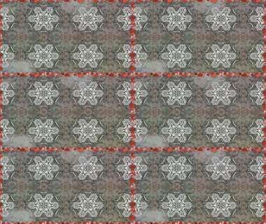 Eski usul. Kusursuz bir geçmişi var. Kumaş, tekstil, duvar kağıdı baskısı için. Miles Fleur, süslü püslü bir süs. Tomurcukları papatya çiçekleri olan sevimli bir çiçek deseni. Raster illüstrasyonu.