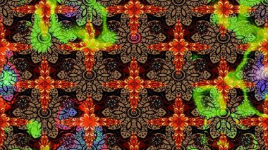 Düz Çiçek Elementleri Tasarımı. Çiçek deseni. Raster illüstrasyonu. Chichi 'nin kumaş kalıbını çiz. Renkli Bahar Teması çizim şablonu.