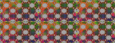 Moda baskıları için zarif bir şablon. Parlak renkli çiçekleri ve kahverengi ve gri renkli yaprakları olan şaşırtıcı, pürüzsüz çiçek deseni. Halk tarzı. Modern çiçek arkaplanı.