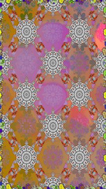 Çiçek buketleriyle klasik tarzda kusursuz desenler. Gri renklerde. Raster illüstrasyonu.