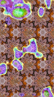 Raster illüstrasyonundaki çiçek desenli çizim. Kahverengi renkte çiçekler.