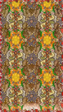 Kullanılabilir Tekstil, tebrik kartı, boyama kitabı, telefon durumda yazdırma için. Raster kına dövme tarzı. Etnik Mandala süsleme. Hint çiçek desenli madalyon desen.