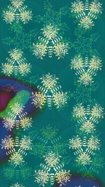 Renkli Bahar Teması eskiz kalıbı. Düz Çiçek Elementleri Tasarımı. Raster illüstrasyonundaki çiçek desenli çizim. Süslü kumaş deseni.