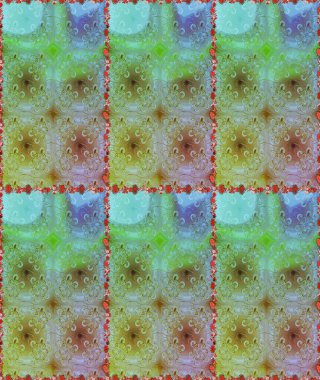 Sevimli çiçek raster deseni. Yeşil ve mavi renkte çiçekler. Kusursuz Renksiz Bahar Temalı Kusursuz Arkaplan. Düz Çiçek Elementleri Tasarımı.