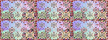 Renkli Bahar Temalı Kusursuz Arkaplan. Karalama çiçeği. Zentangle soyut çiçekleri. Raster illüstrasyonu. Güzel kumaş deseni. Düz Çiçek Elementleri Tasarımı.