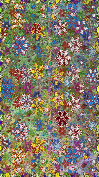 Süslü kumaş deseni. Raster illüstrasyonunda kusursuz çiçek deseni. Renkli Bahar Temalı Kusursuz Arkaplan. Düz Çiçek Elementleri Tasarımı.