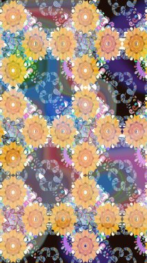 Fantezi çiçekli eskiz deseni, doğal duvar kağıdı, çiçek desenli kıvrım çizimi. Paisley el çizimi elementler. Ev dekoru.