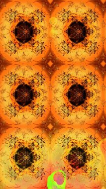 Raster deseni. Sanat portakal rengi çiçeklere ilham verir ve arka plan bırakır. Karalama çiçekleri çizim kalıbı. Turuncu el çizimi desen.