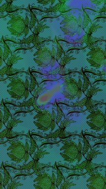 Çiçekli çiçek deseni, suluboya. Süslü kumaş deseni. Raster deseni.