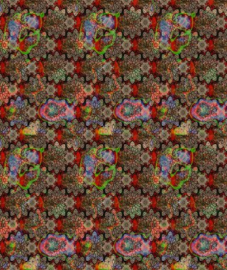 Vadinin bej renkli çiçekleri. Soyut etnik raster çizim kalıbı. Çiçekler..