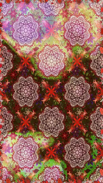 Modern, kahverengi raster arka plan duvar kâğıdı illüstrasyonu, klasik çizgili, desenli desenli çiçekler, çiçekli süsler. Çiçekli el, pürüzsüz desen..