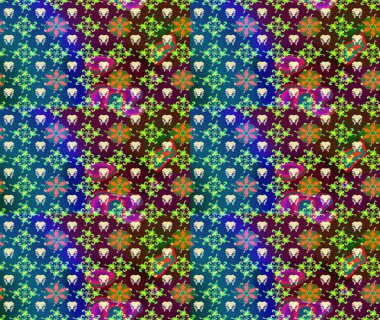 Soyut etnik raster çizim kalıbı. Vadinin mavi renkli çiçekleri. Çiçekler..