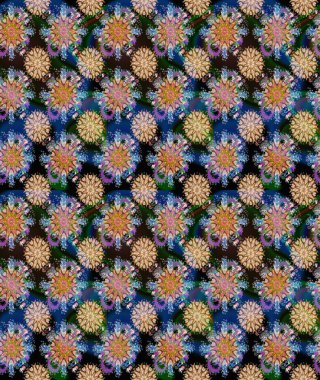 Çiçekli karalama şeklinde Raster çiçek deseni. Nazik, narin çiçek arkaplanı. Mavi renkte çiçekler.