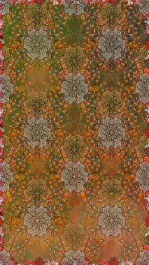 Çiçeksiz desenlerin resmi. Vadinin çiçekleri kahverengi renklerde.