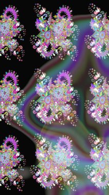 Raster - stok. Siyah çiçekli eskiz deseni, suluboya çiçek deseni, sevimli çiçek, duvar kağıdı, kart veya kumaş için fayanslı.