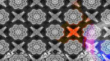 El çizimi çiçekli soyut çizim kalıbı. Raster illüstrasyonu. Gri renkli çiçekler.