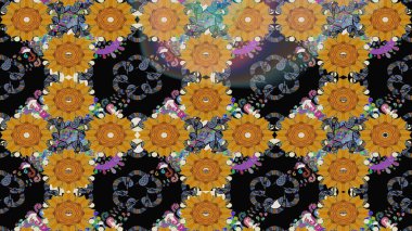 Çiçekli çizim şekli. Siyah renkli çiçekler. Renkli Bahar Teması eskiz kalıbı. Düz Çiçek Elementleri Tasarımı.