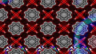 El çizimi çiçek çizimi deseni (fayans). Şirin çiçekli, desenli, siyah renkli renkli bir eskiz. Tekstil için suluboya çizim deseni.