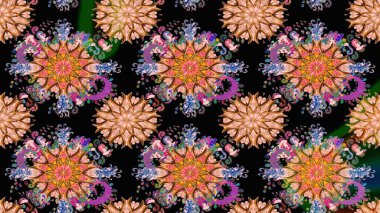 Kumaş desenli papatya çiçeği detayı. Siyah renkte çiçekler.