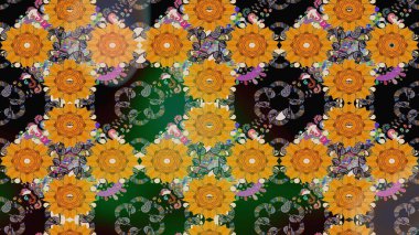 Parlak çiçekli kolaj çiçeği sarısı. Çiçekli zambakların eskiz geçmişi. Çiçek tasarımı için inanılmaz kolaj cennet tarzı..