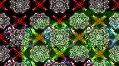 Varicoloblack Raster çizimi. Bir sürü siyah ve soyut çiçekli tropik eskiz deseni. Küçük çiçekte sevimli çiçek deseni var..