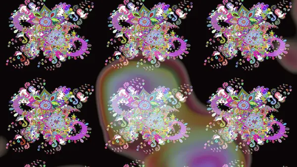 Raster illüstrasyonu. El çizimi. Çiçekler, dallar, bitkiler ve çiçekler. Güzel kumaş deseni.