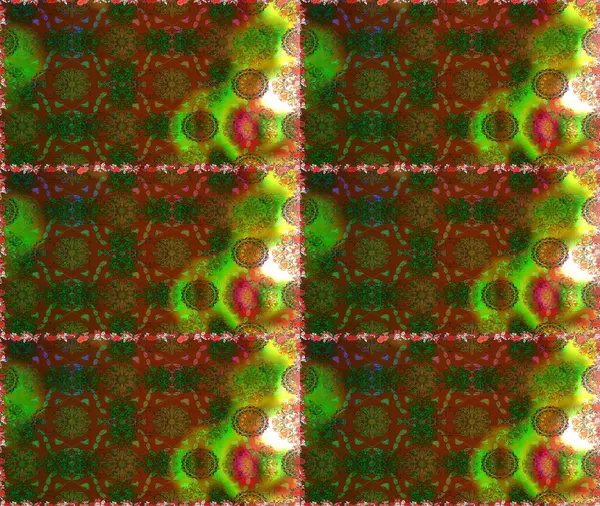 Çiçekli, suluboya desenli kusursuz çiçek deseni. Kahverengi renkli çiçekler. Renkli Bahar Temalı, pürüzsüz bir arka plan. Düz Çiçek Elementleri Tasarım Raster illüstrasyonu.