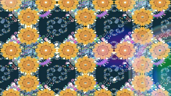 Çiçek ve yapraklı çiçek deseni. Küçük çiçekli şirin bir desen. Raster illüstrasyonu.