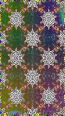 Çiçek desenleri gri ve yeşil renklerde, el yapımı papatyalar, papatyalar. Tekrar eden çiçek arkaplanı, zarif gri ve yeşil çiçek duvar kağıdı.