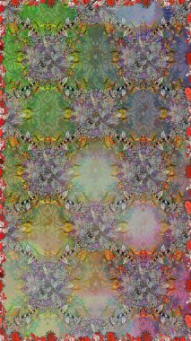 Raster illüstrasyonu. Gri ve nötr renklerde güzel çiçekli ve yapraklı pürüzsüz desen, suluboya çiçek deseni, duvar kağıdı, kart veya kumaş için fayanslı.