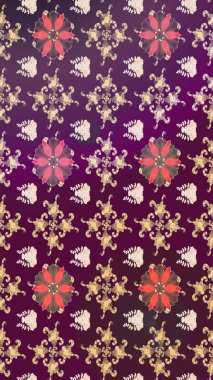 Soyut etnik raster çizim kalıbı. Arkaplan dokusu, duvar kağıdı, mor ve bej renkli çiçek teması. Kabile sanatı boho baskısı, klasik çiçek arkaplanı.