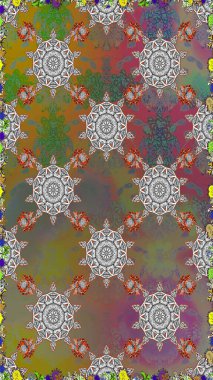 Raster illüstrasyonunda kusursuz çiçek deseni. Süslü kumaş deseni. Renkli Bahar Temalı Kusursuz Arkaplan. Düz Çiçek Elementleri Tasarımı.